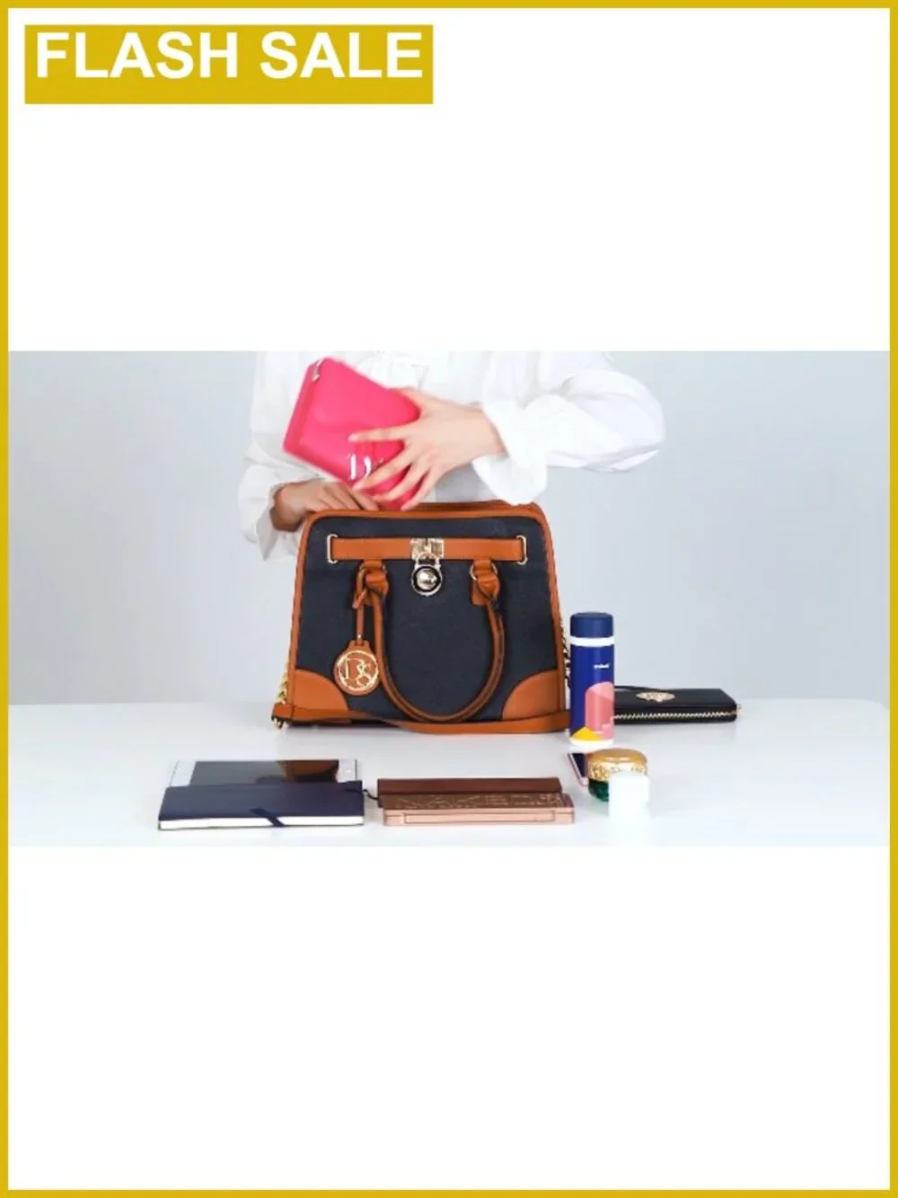 Vegan Leather Satchel Handbag with Wallet Set, Top Handle Shoulder Work Bag